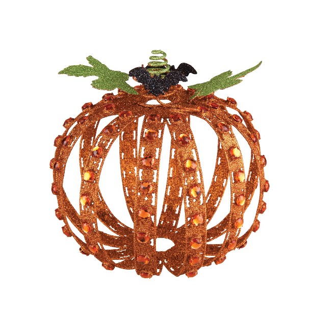 Gallerie Ii Jeweled Glitter Pumpkin Halloween Figure