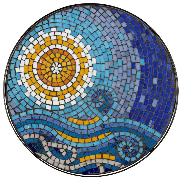 Wide Set Of 2 Blue Mosaic Tabletop For Front Porch Patio Home House