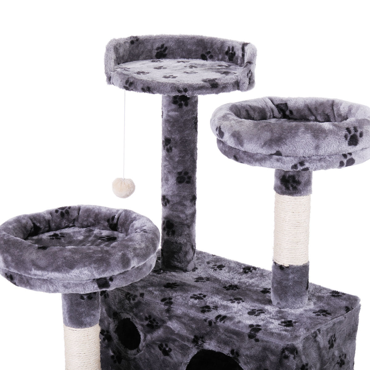 59.5 Inches Multi-Level Cat Tree Stand House Furniture Kittens Activity Tower with Scratching Posts Kitty Pet Play House (Grey)