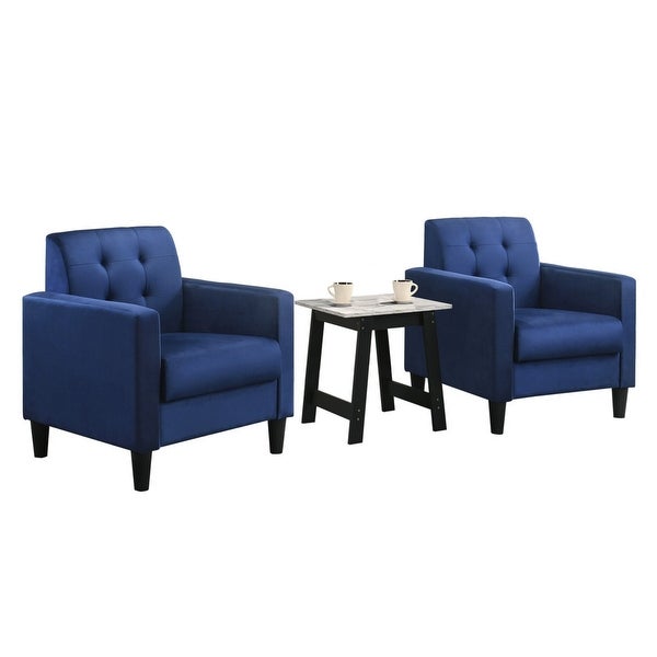 Button Tufted Velvet Upholstered Accent Chair and End Table Living Room Set - 28