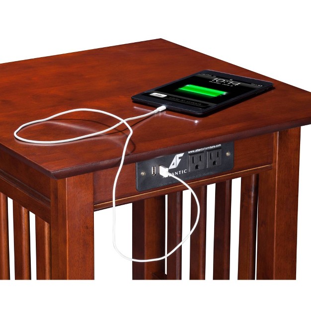 Mission End Table With Charger Walnut Afi