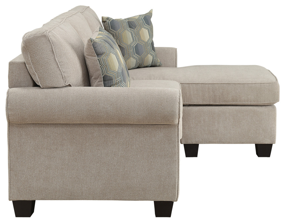 Elliot Reversible Sofa With Chaise  Sand   Transitional   Sectional Sofas   by Lexicon Home  Houzz