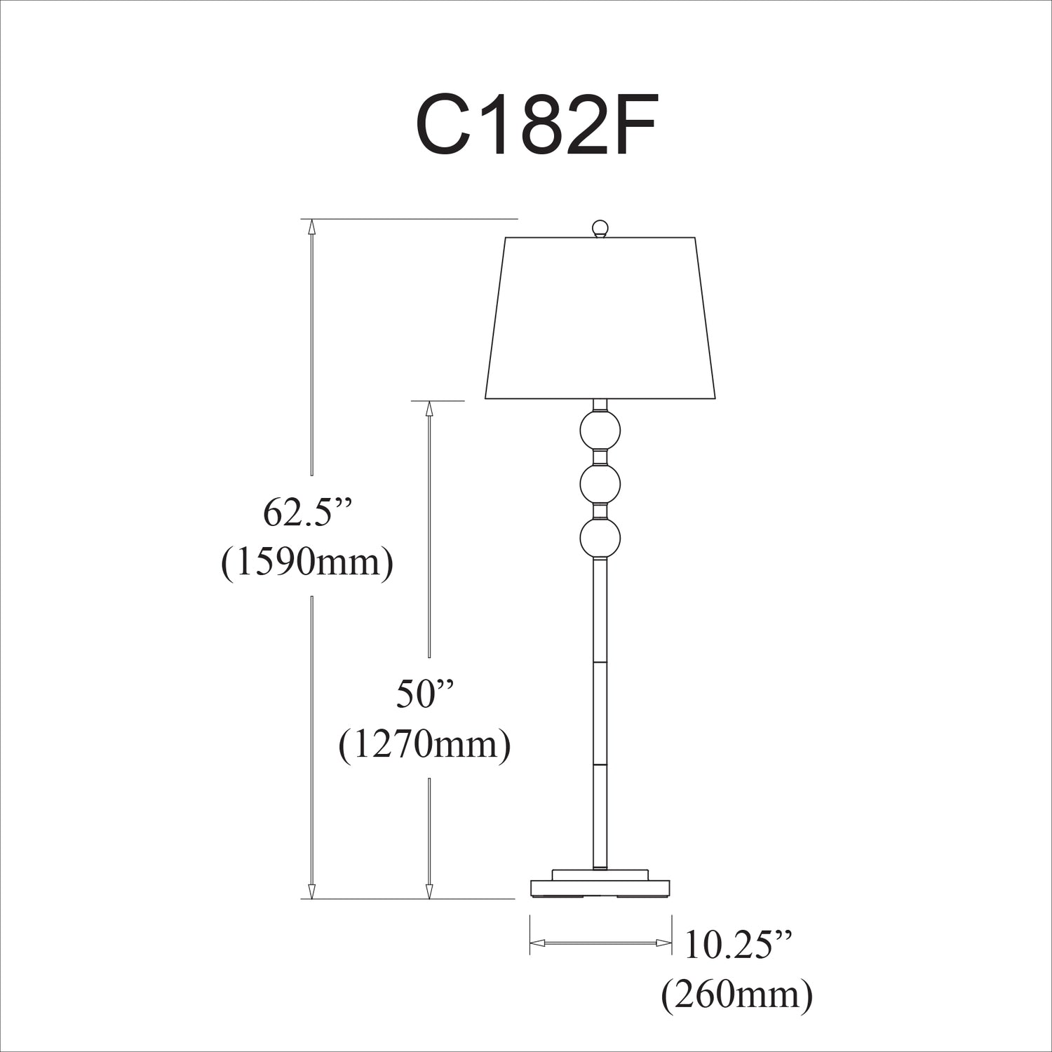 Dainolite C182F-PC 1 Light Incandescent Crystal Floor Lamp - Polished Chrome with White Shade