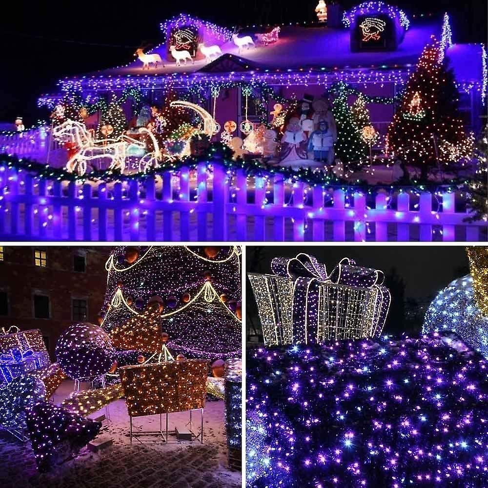 22m Solar Fairy Lights 200 Led 8 String Lights Ideal For Party， Wedding， Birthday And Outdoor Garden (purple， 1 Piece)