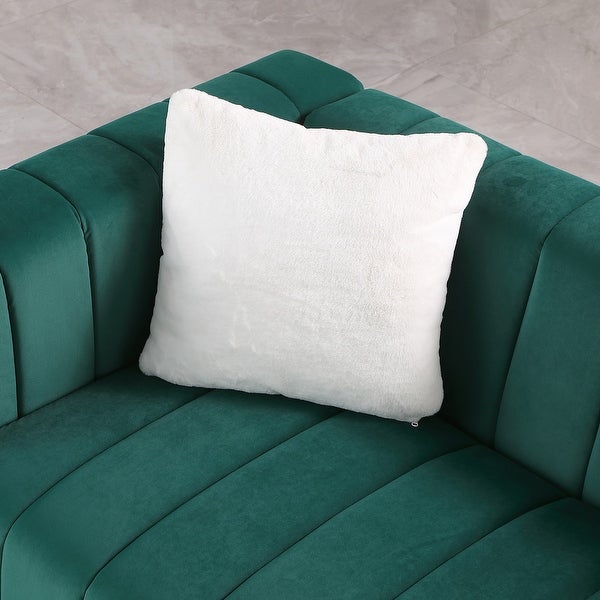 3-Seat Velvet Sofa with Pillows