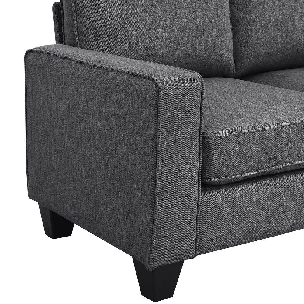 7 Seat Sectional Sofa Linen Fabric Couch Set with Ottoman