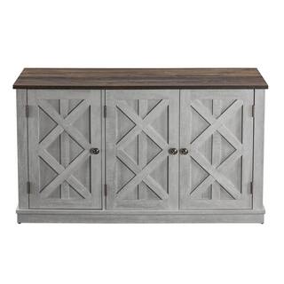 FESTIVO 48 in. 3-Door Saw Cut-Off White Sideboard Buffet Table Accent Cabinet FTS20641B