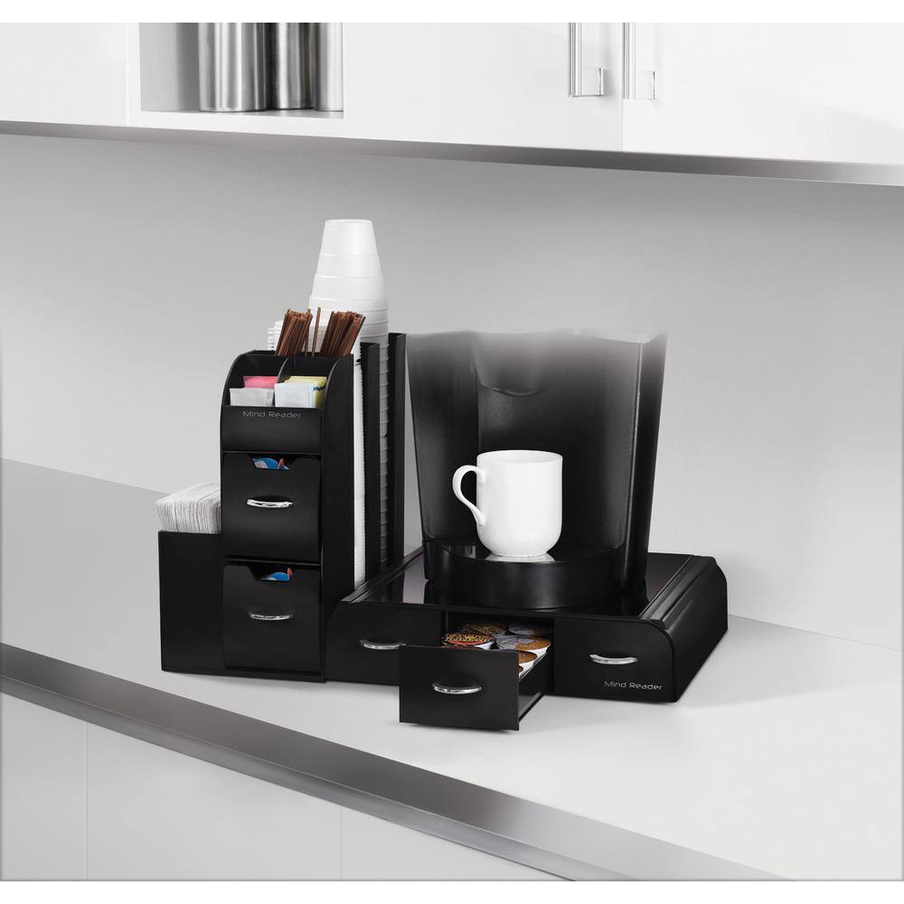 Mind Reader Combine 52-Capactiy 5-Drawer Black Coffee Pod Storage and Condiment Organizer CMB01-BLK