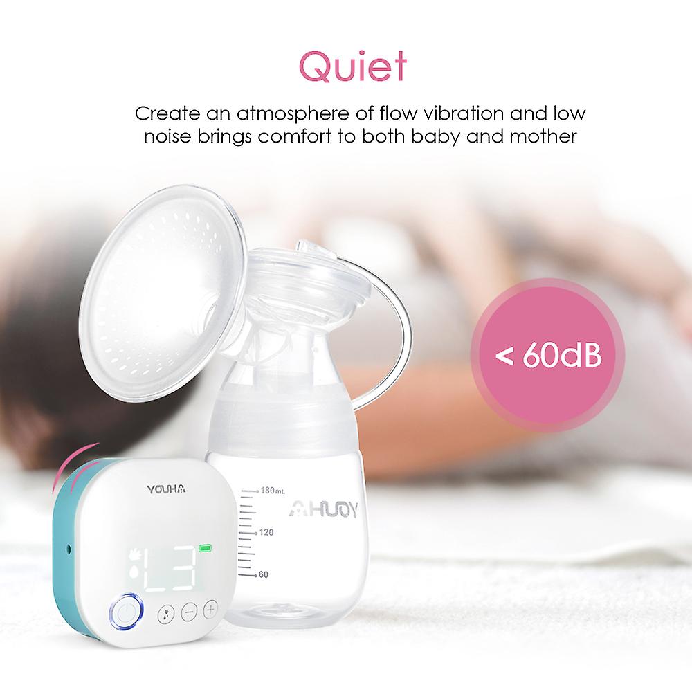 White Youha Portable Single Electric Breast Pump Memory Function Massage and Expression and Mixed 3 Modes 9 Levels Each Mode Rechargeable and Quiet Breastfe