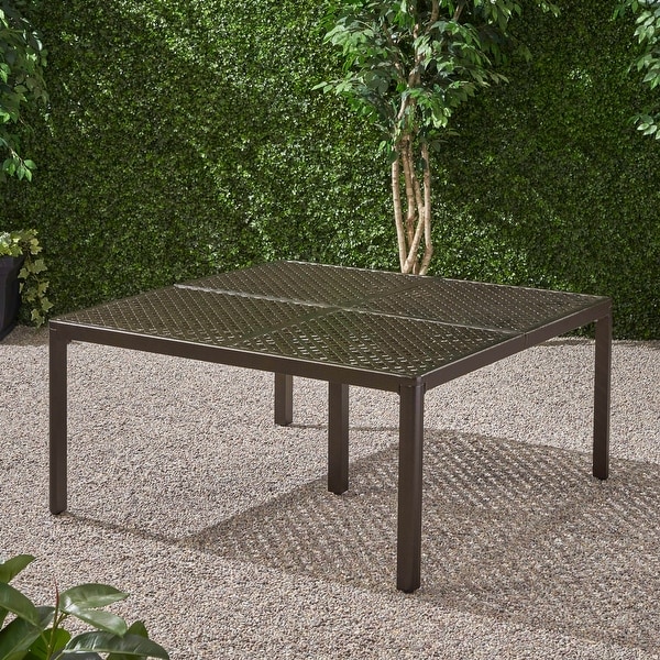 Outdoor Modern Aluminum Dining Table with Woven Accents