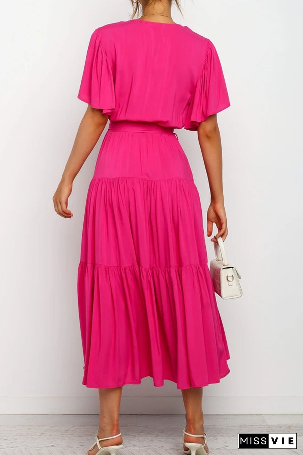 KarliDress Solid Ruffles Belted Maxi Dress P12790