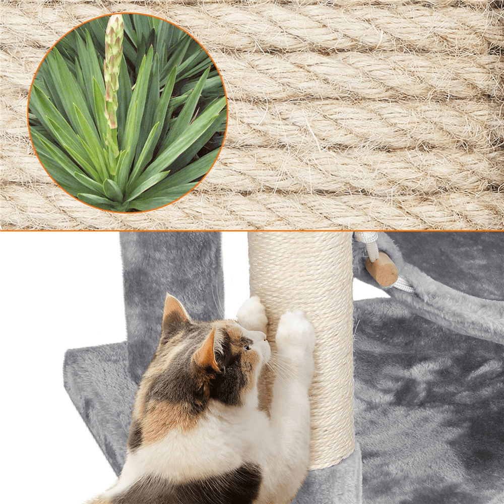 Topeakmart 59-in Cat Tree and Condo Scratching Post Tower， Light Gray