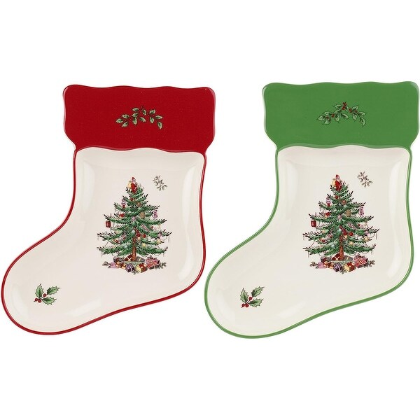 Spode Christmas Tree Stocking Dishes，Set of 2