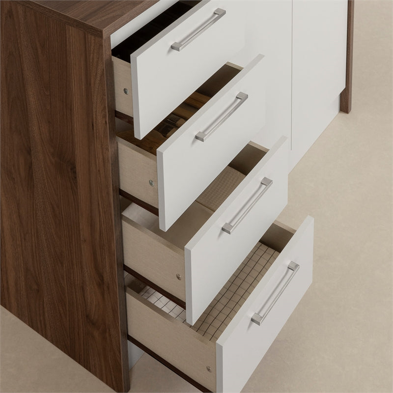 Myro Kitchen Island Natural Walnut and White