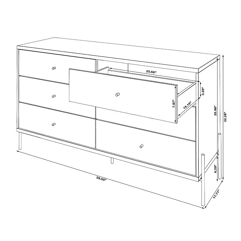 MANHATTAN COMFORT Joy 6-Drawer Double Dresser