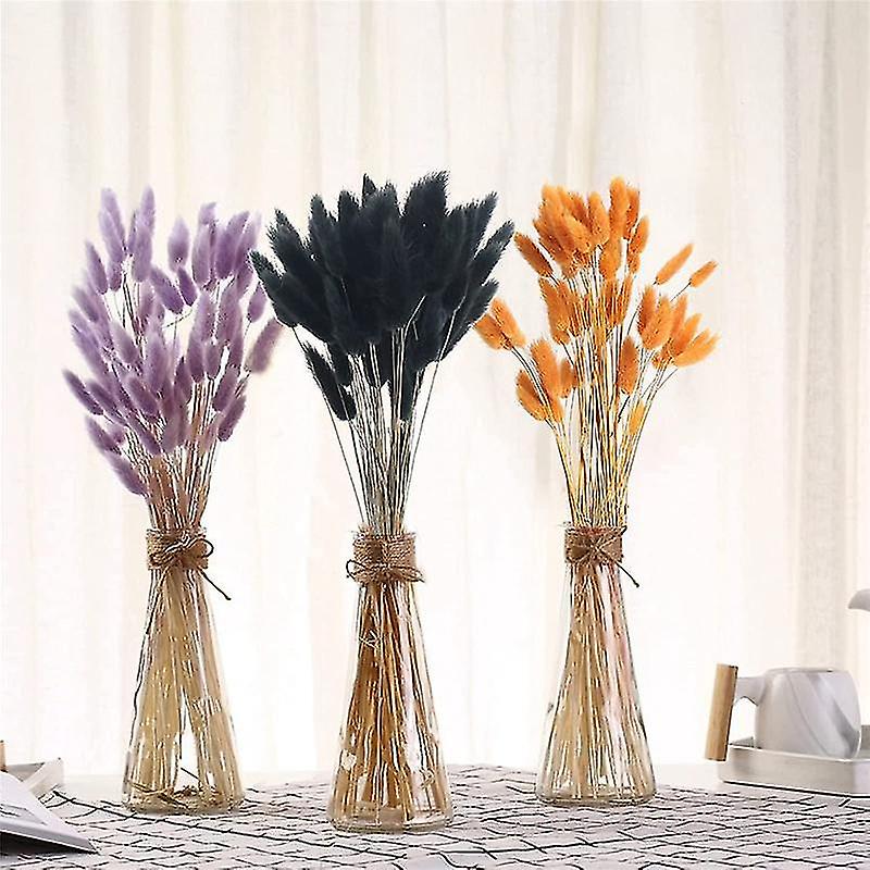 60pcs Fall Dried Flowers Bunny Tails Dried Flowers Lagurus Ovatus Rabbit Tail Grass For Dried Flora