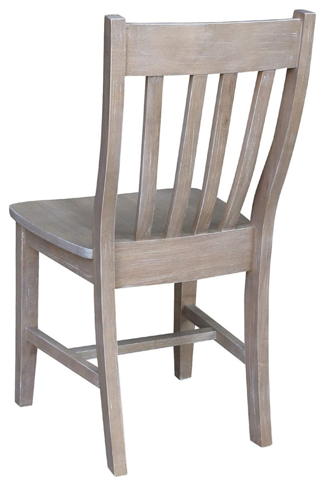 Set of 2 Dining Chair  Hardwood Legs With H Shaped Support  Washed Gray Taupe   Farmhouse   Dining Chairs   by Declusia  Houzz