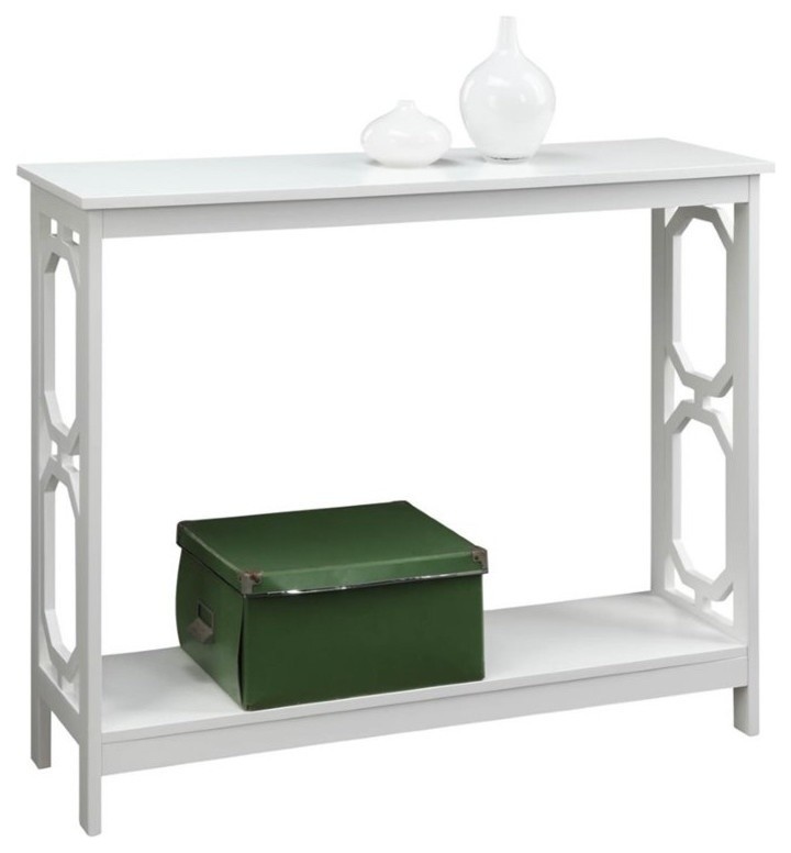 Pemberly Row Console Table in White   Transitional   Console Tables   by Homesquare  Houzz