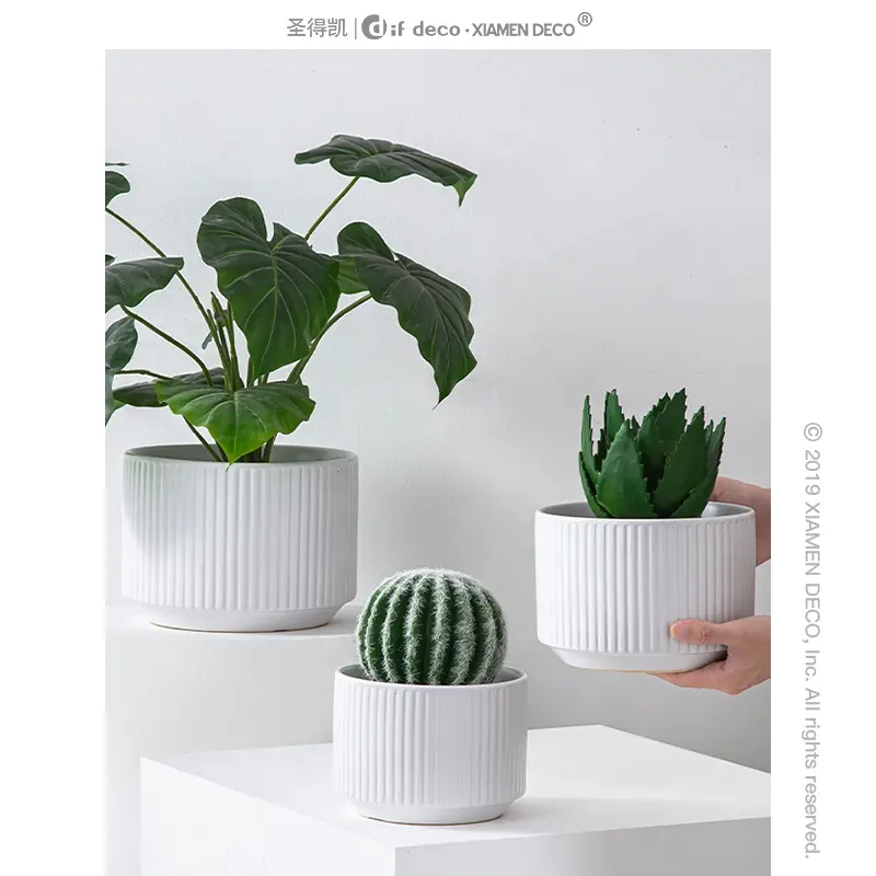 Garden Supplies Manufacturer Indoor Herb Garden Home Decor Bluk Ceramic White Flower Pots Planter