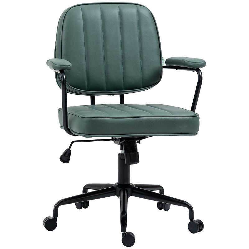 Vinsetto Home Office Chair， Microfiber Computer Desk Chair with Swivel Wheels， Adjustable Height， and Tilt Function， Green