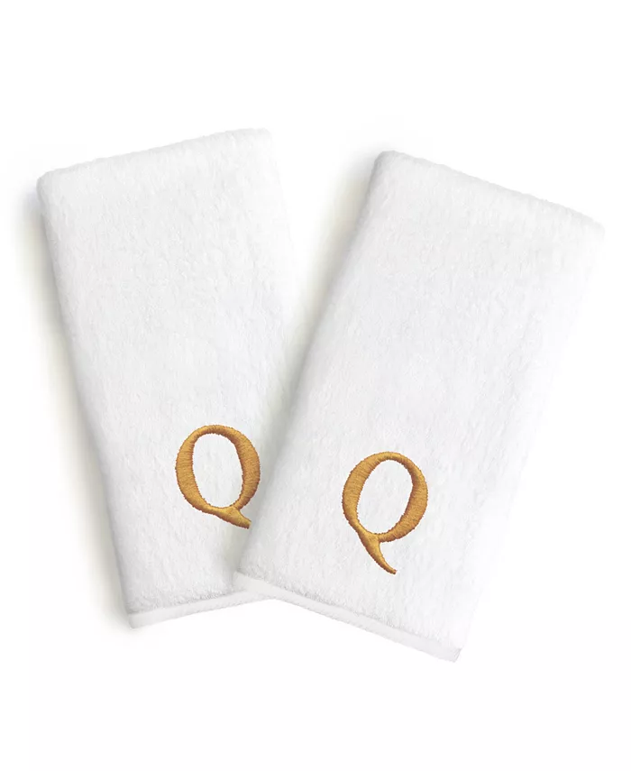 Linum Home Textiles Monogrammed Luxury 100% Turkish Cotton Novelty 2 Piece Hand Towels Collection