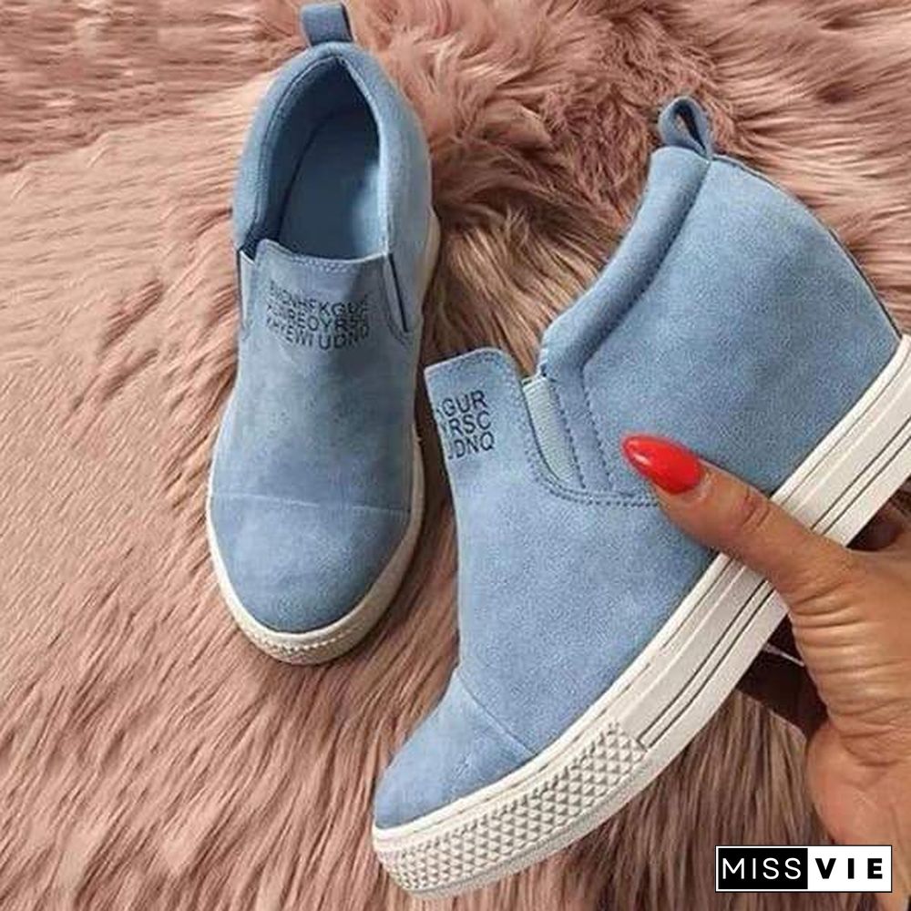 Letter Slip On Wedge Sneakers