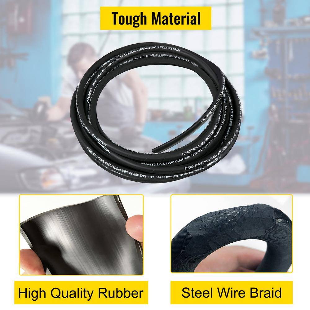 VEVOR Hydraulic Hose 50 ft. Rubber Gasoline Oil Transfer Hose 12 in. with 2 High-Tensile Steel Wire Braid 5000 PSI Max 00PSIX5NJR2YV2MH3V0