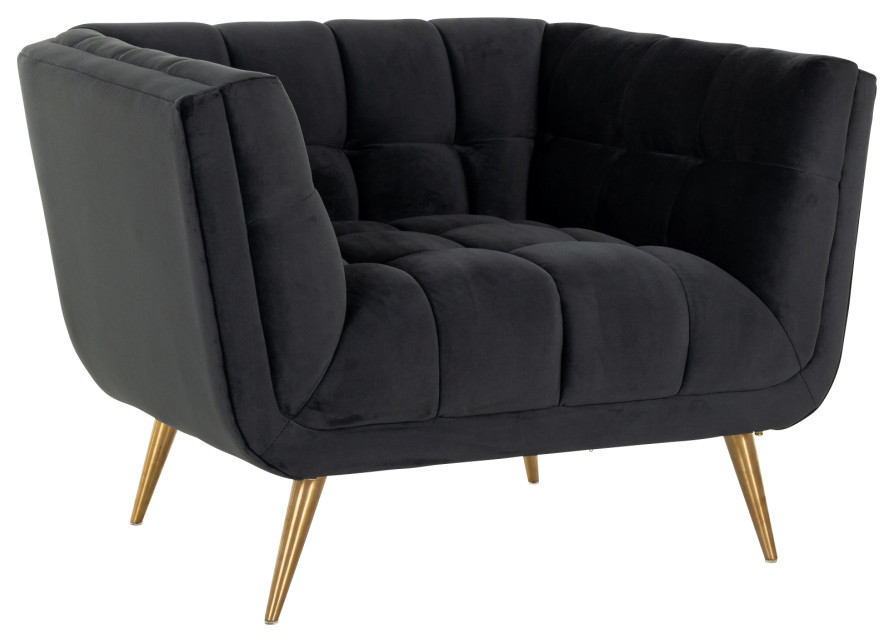 Anthracite Velvet Box Armchair  OROA Huxley   Midcentury   Armchairs And Accent Chairs   by Oroa   Distinctive Furniture  Houzz