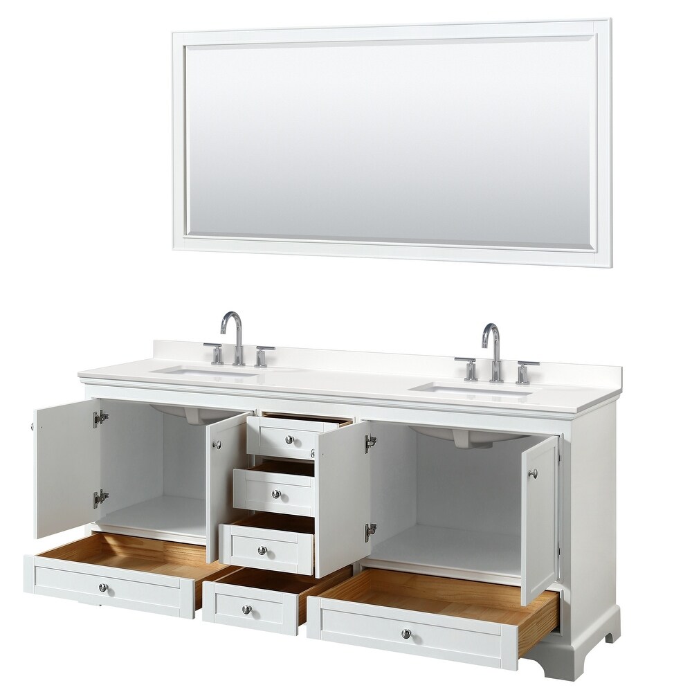 Deborah 80 inch Double Vanity  Quartz Top  70 inch Mirror