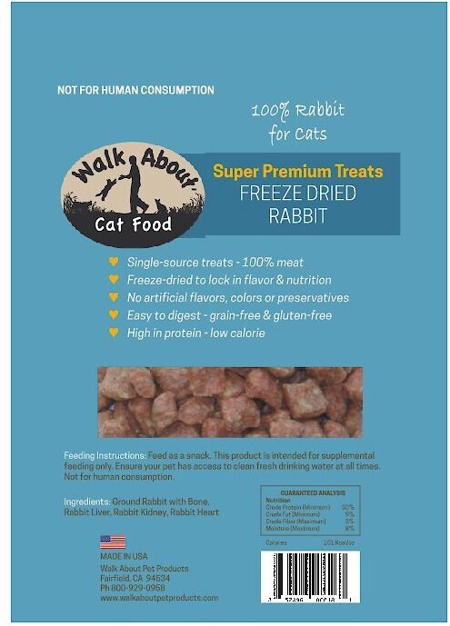 Walk About Grain-Free Freeze Dried Rabbit Cat Treats