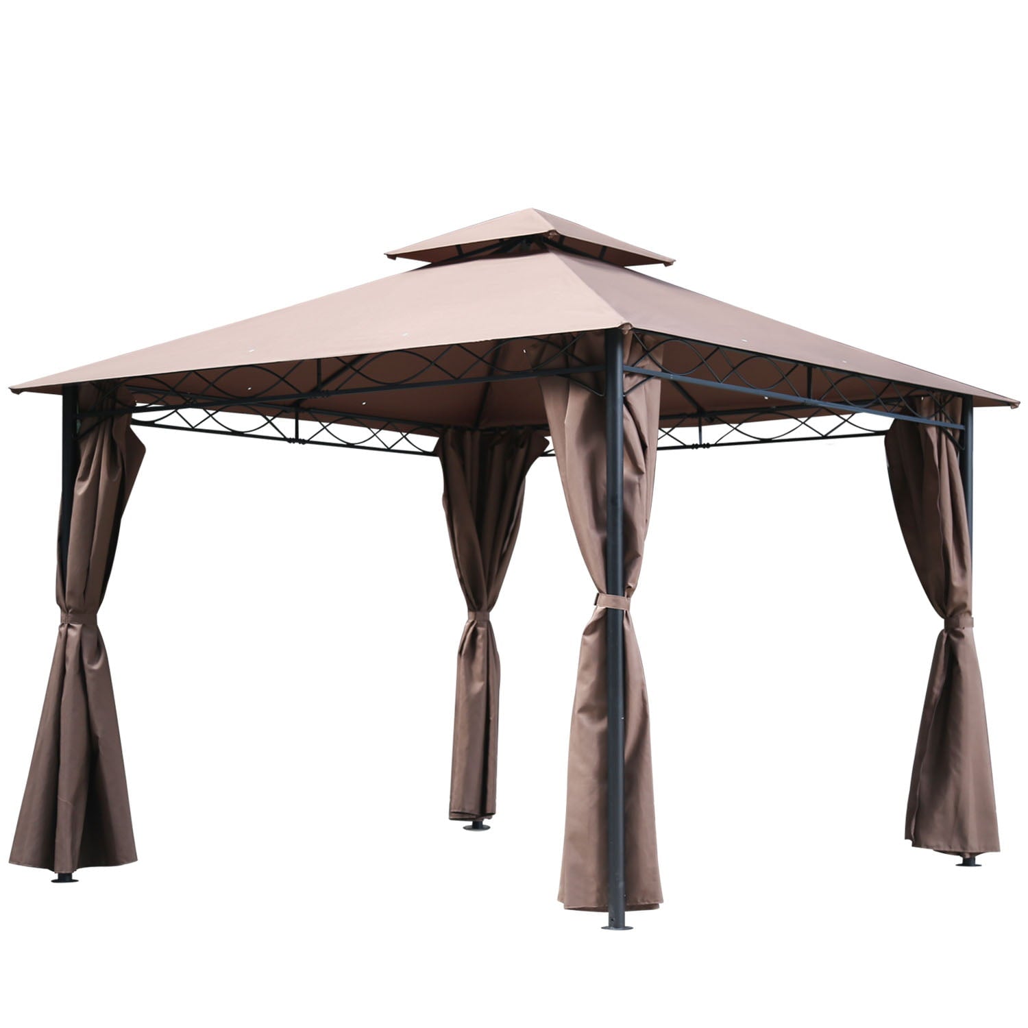 FDW Canopy Tent Gazebo 10' X 13' Grill Gazebo for Outdoor Patio Large Garden Top Gazebo, Brown