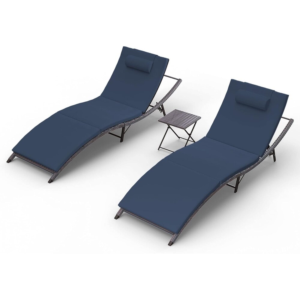 Kullavik Outdoor Chaise Lounge Furniture 3 Piece Set