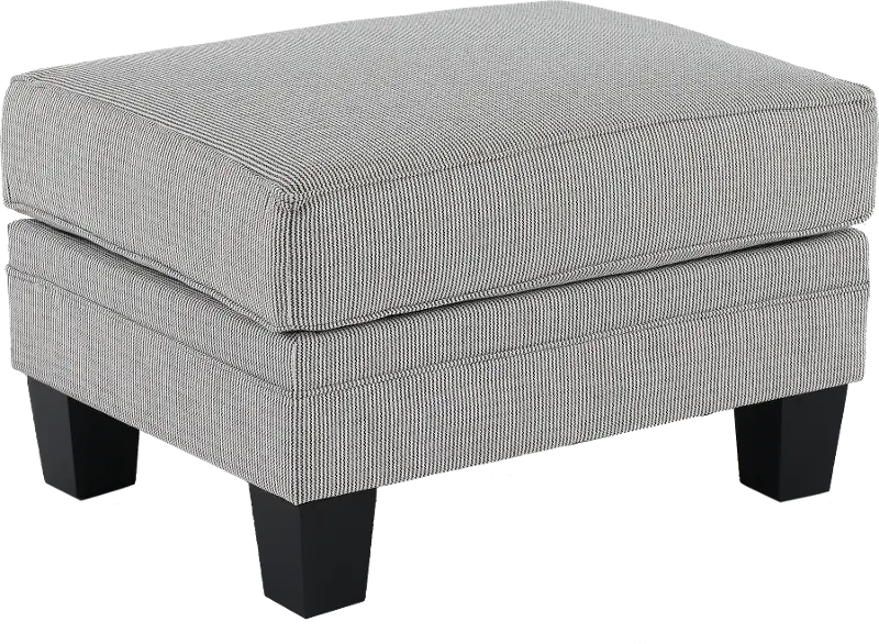 Santa Barbara Blue and Cream Striped Ottoman