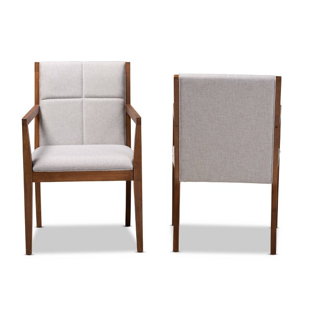 Set Of 2 Theresa Fabric Upholstered Wood Living Room Accent Chair Baxton Studio