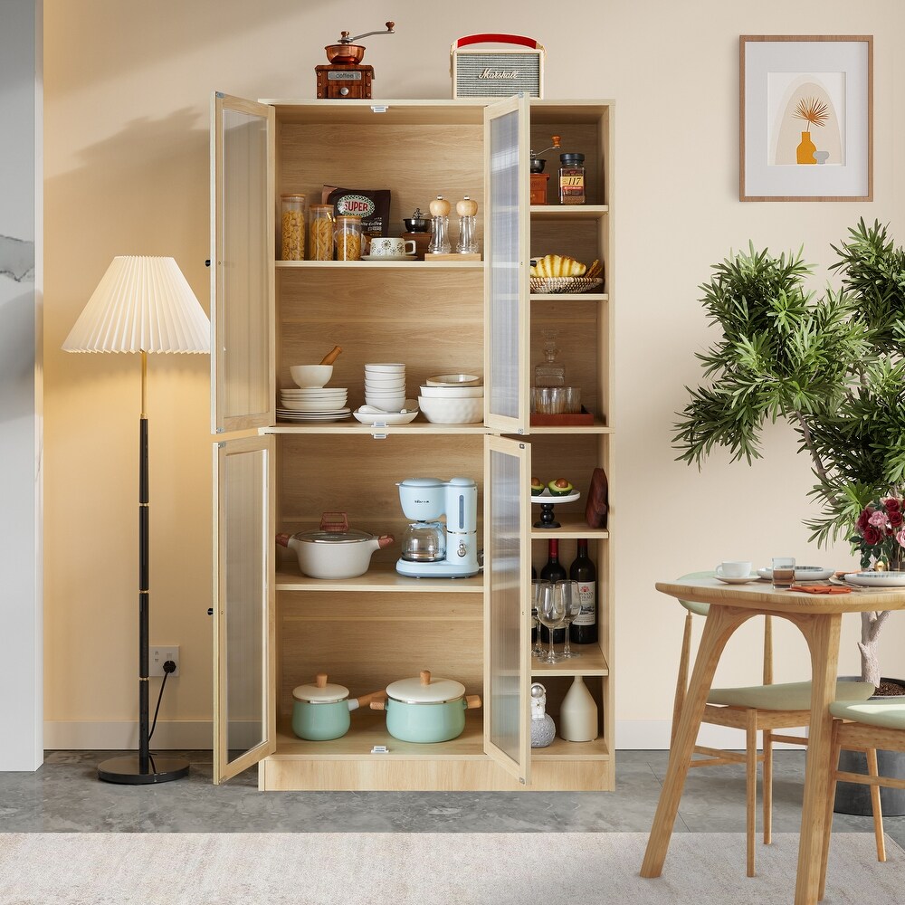 Tall Kitchen Pantry Cabinet with Doors and Adjustable Shelves