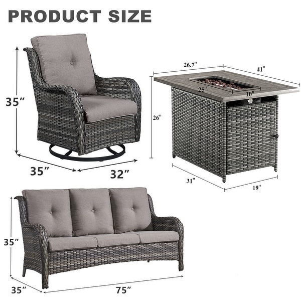 2 Swivel Chairs Sofas with 50000 BTU Fire Pit Table