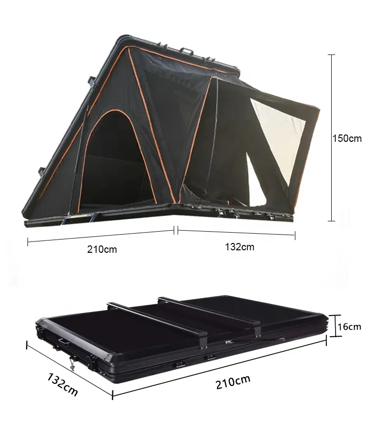 Camping  Hard Shell Cover Car RoofTop Tents Aluminium Triangle  Roof Top Tent  OEM  1 4 Person Tente De Toit Hardshell