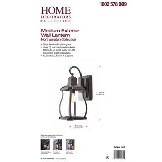 Home Decorators Collection Northampton Black Farmhouse Outdoor 1-Light Wall Sconce HDI-4018-BK