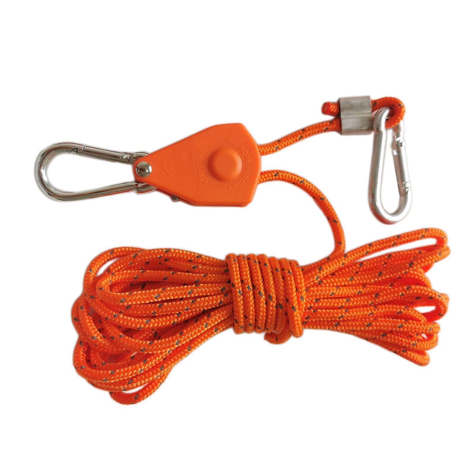 Rope Hanger Ratchet Tightener Grow Light Hangers For Outdoor Canopy Climbing 4m Orange