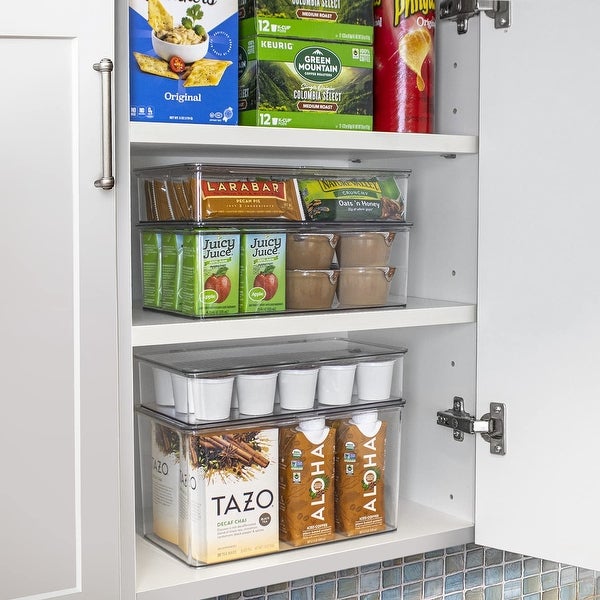 2-Pack Organizer bin with Lids， Kitchen Pantry and Fridge Food Storage Containers