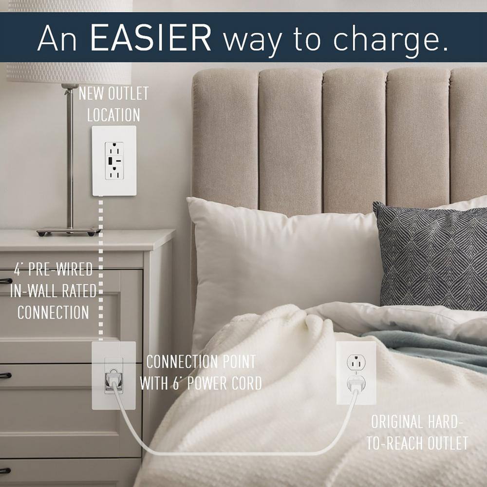 Legrand radiant In-Wall Power and USB Type AC Outlet Relocation Kit White IWPEUSBAC-WH