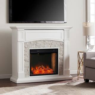 Southern Enterprises Ernesto Alexa-Enabled 45.75 in. Electric Smart Fireplace in White HD014517