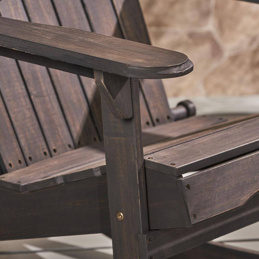 Noble House Rocking Dark Gray Wood Adirondack Chair