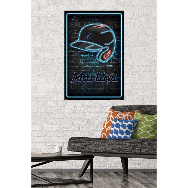 Trends International Mlb Miami Marlins Neon Helmet 23 Unframed Wall Poster Prints