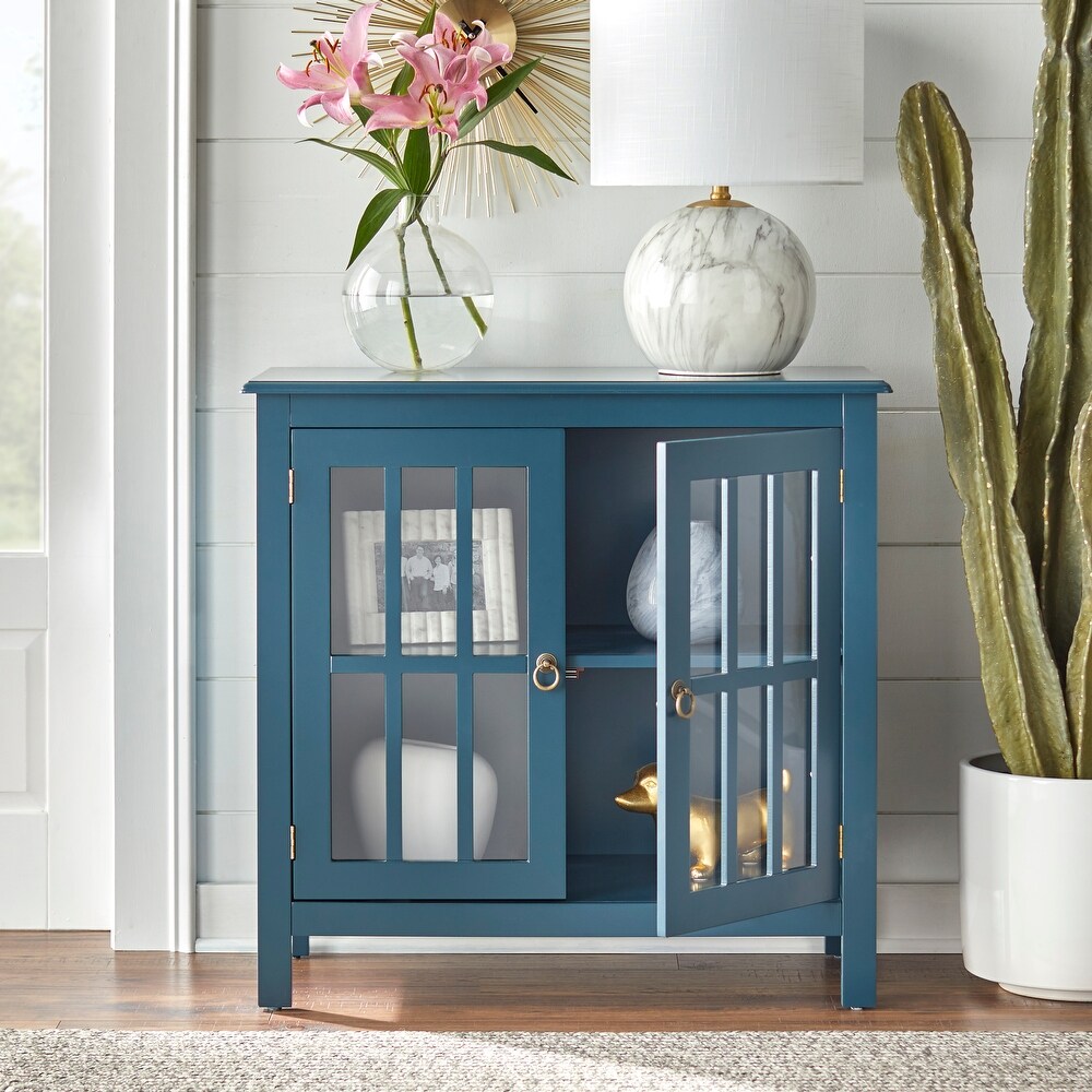 Simple Living Portland 2 Door Glass Cabinet