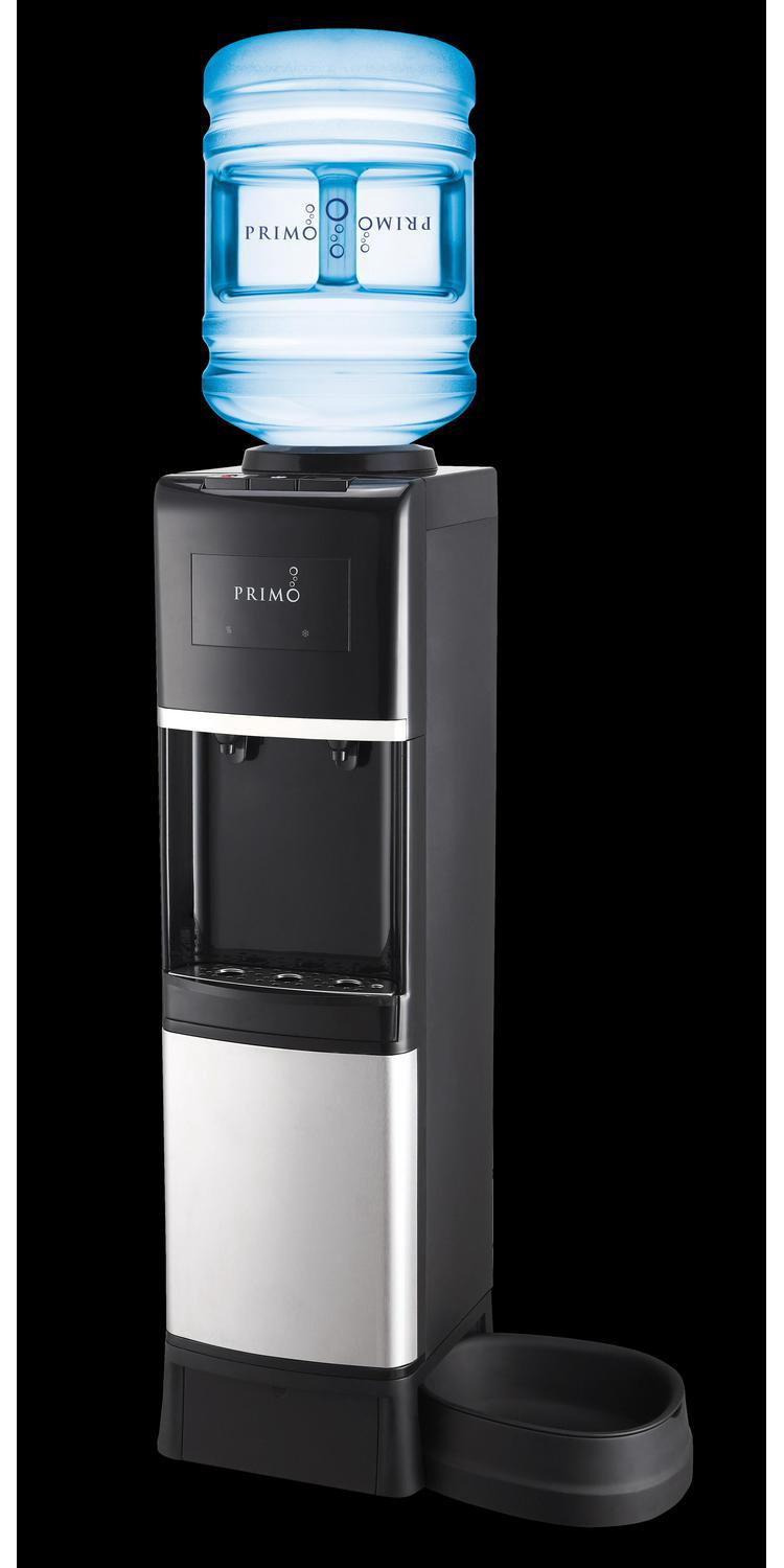 Primo Pet Station Water Dispenser Top Loading， Hot/Cold Temperature， Black and Stainless Steel