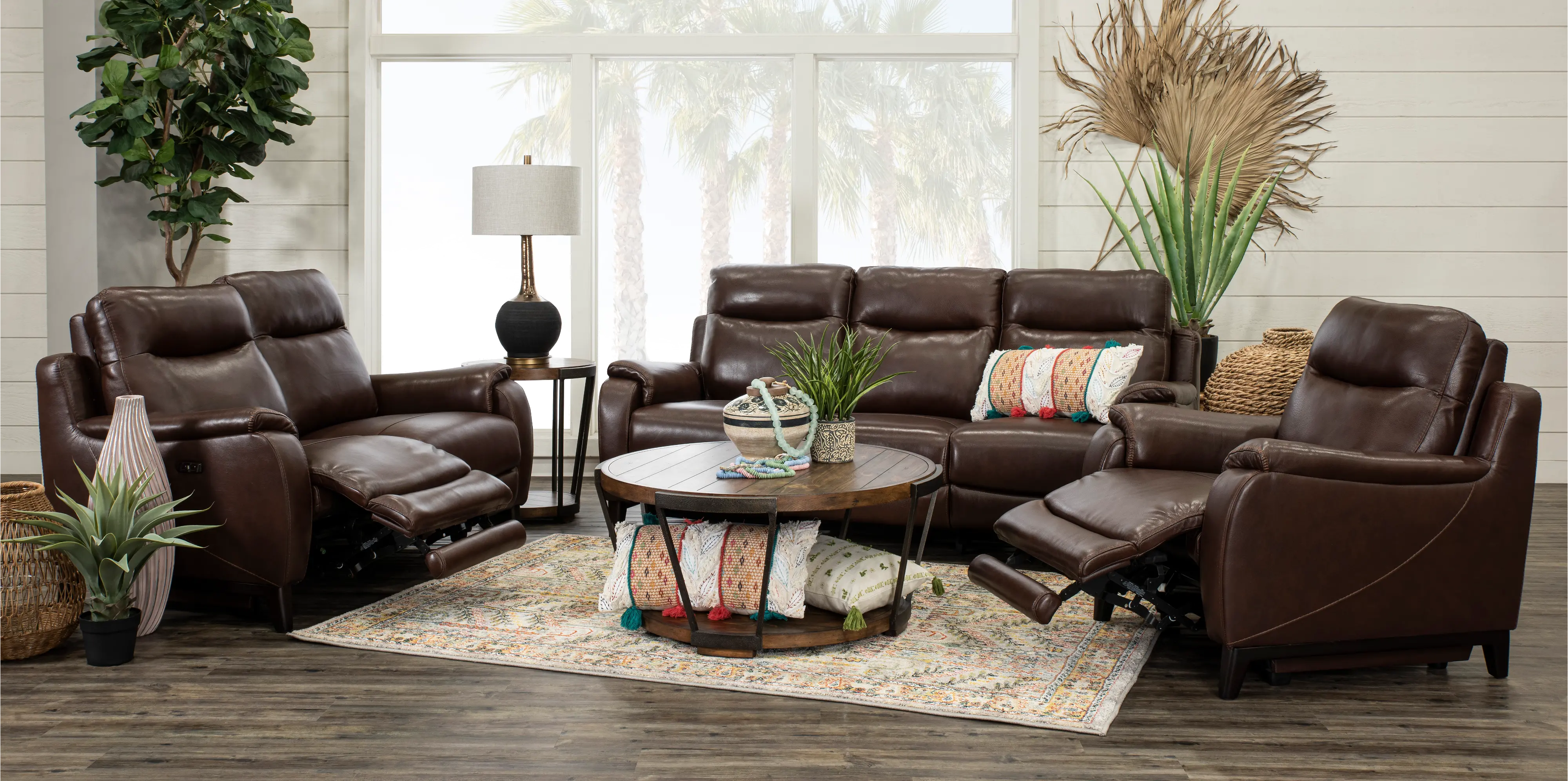 Monterey Brown Leather-Match Power Reclining Sofa