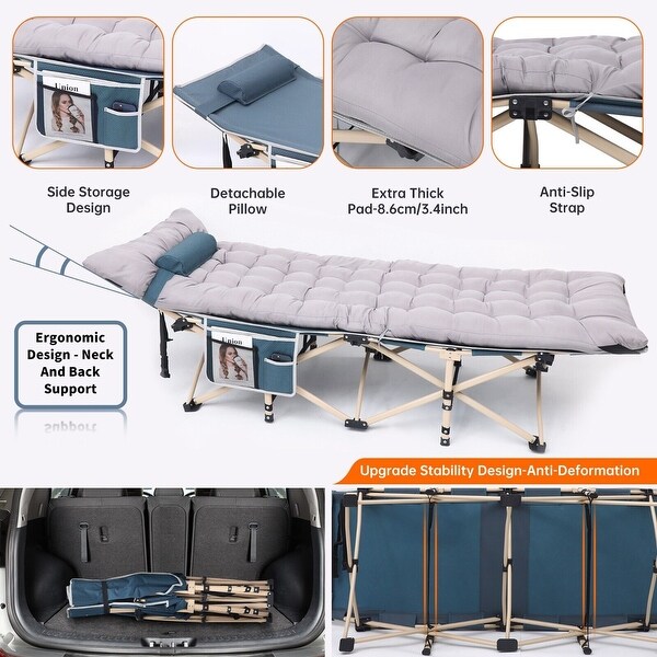 Cot，Camping Cot，Heated Camping cot with 10000mAh Power Bank Heavy Duty Holds 500 Lbs