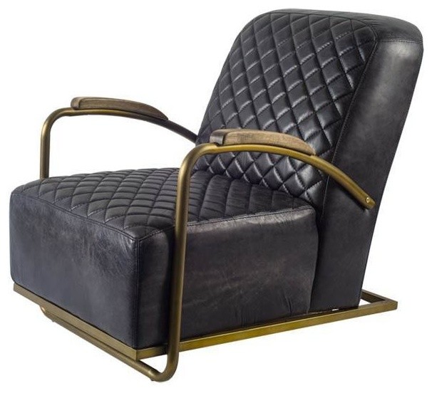 Waverly Black Leather Arm Chair   Transitional   Armchairs And Accent Chairs   by Rustic Edge  Houzz