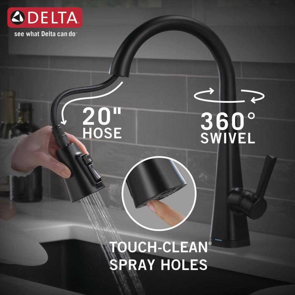 Delta Lenta Touch Single-Handle Pull-Down Sprayer Kitchen Faucet with ShieldSpray Technology in Matte Black 19802TZ-BL-DST